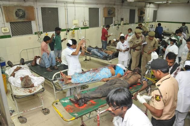 Blast victims at Osmania hospital in Hyderabad. Photo: Nagara Gopal 