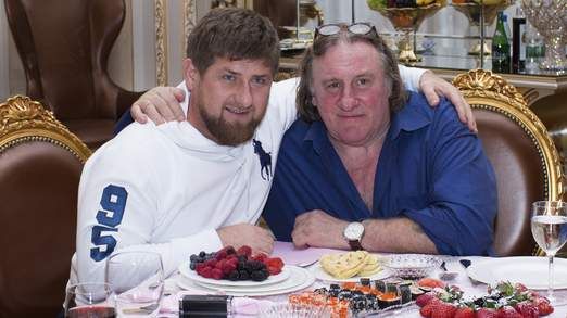 Gerard Depardieu poses for a picture with Chechen leader Ramzan Kadyrov