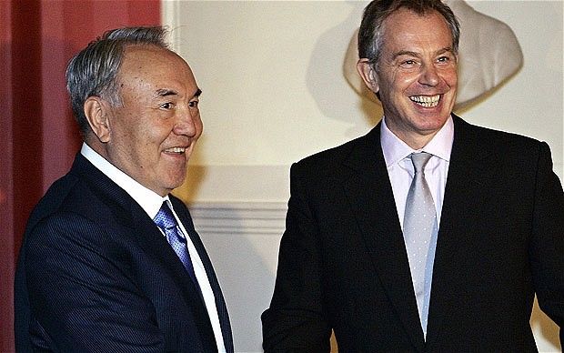 Tony Blair with the President of Kazakhstan, Nursultan Nazarbayev, inside 10 Downing Street in 2006