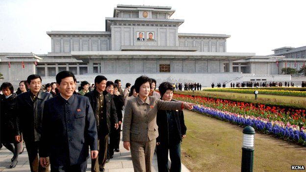 North Koreans visit Kumsusan Palace, where Kim Il-sung and Kim Jong-Il are both enshrined