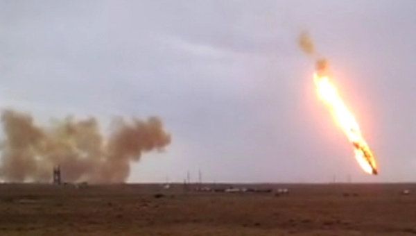 Proton rocket explosion after launch from the Baikonur space center
