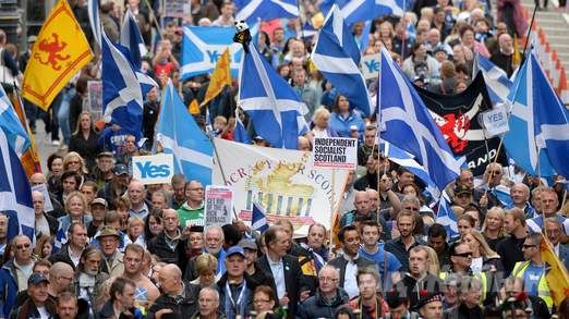 Pro-independence supporters march through Edinburgh in September