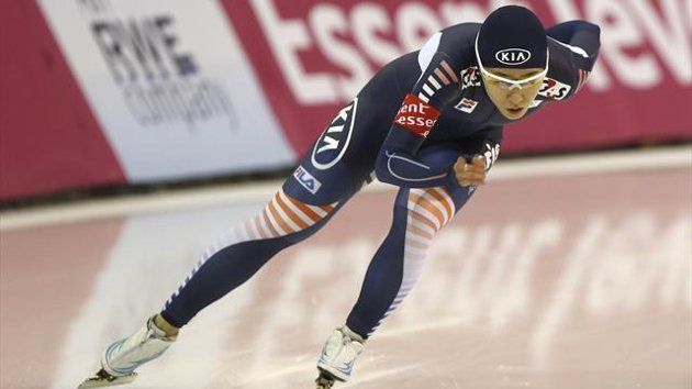 Lee Sang-Hwa (KOR) competes in the women's 500 meter during the Essent ISU speedskating World Cup at Utah Olympic Oval. (Reuters)