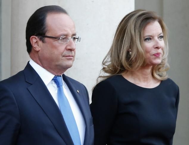 President Francois Hollande and the first lady Valerie Trierweiler