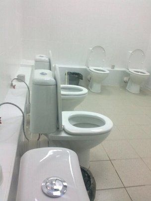 BBC cameraman Max Lomakin snapped these communal toilets at Kazan University