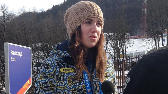 Alpine skier Bogdana Matsotska from Ukraine leaves Sochil Games in support of protesters back home.