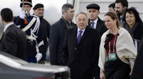 President Nazarbayev arrived to Netherlands on March 23, 2014 (Photo:AFP) 