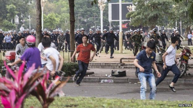 Protests first erupted on Sunday in Maoming, in Guangdong province