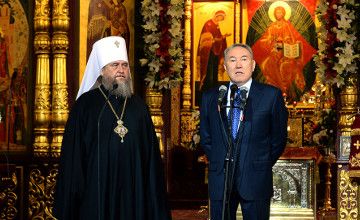 Nursultan Nazarbyev and Alexander the Metropolitan of Astana