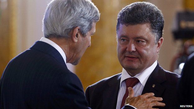 Petro Poroshenko, right, has already met US Secretary of State John Kerry in Warsaw