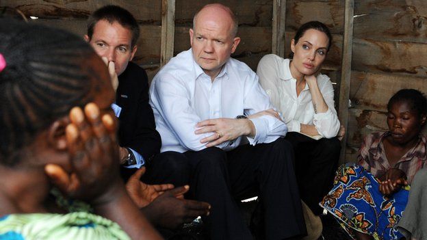 Mr Hague has visited several warzones with Ms Jolie to meet victims of sexual violence in recent years.