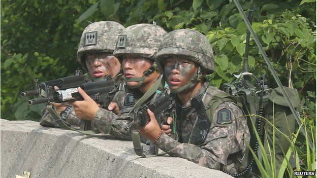 South Korean troops were deployed to Goseong town to search for the man after Saturday's attack