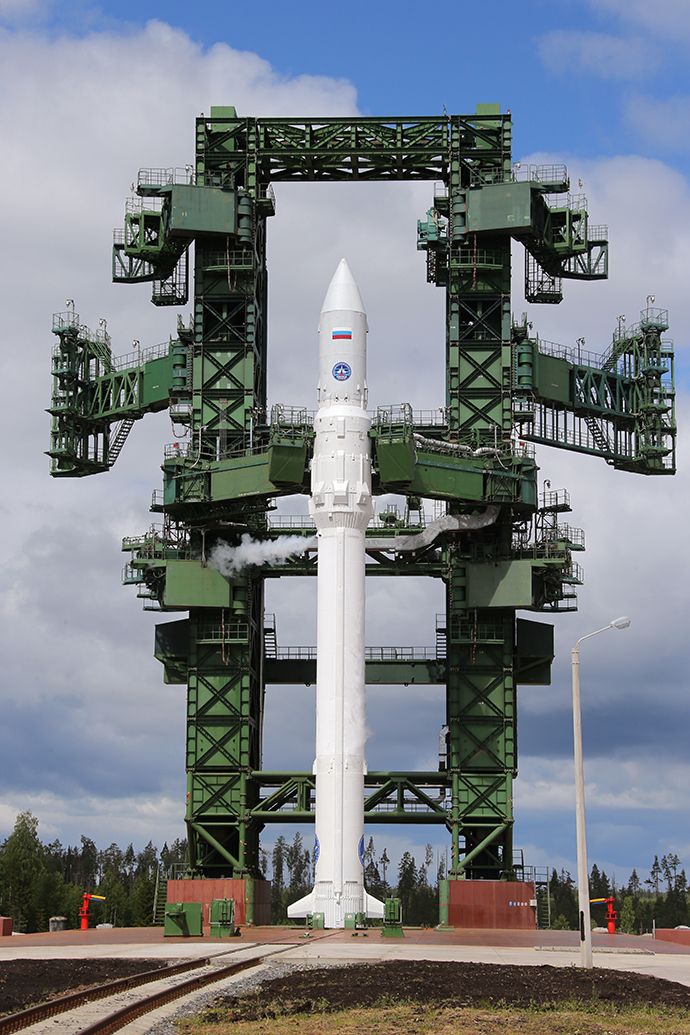Angara-1.2PP space rocket getting refueled at Russia’s Plesetsk Cosmodrome (RIA Novosti)
