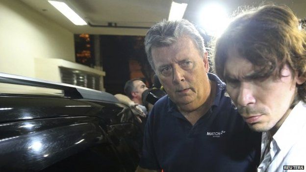 Ray Whelan (left) was arrested at Rio's luxurious Copacabana Palace Hotel