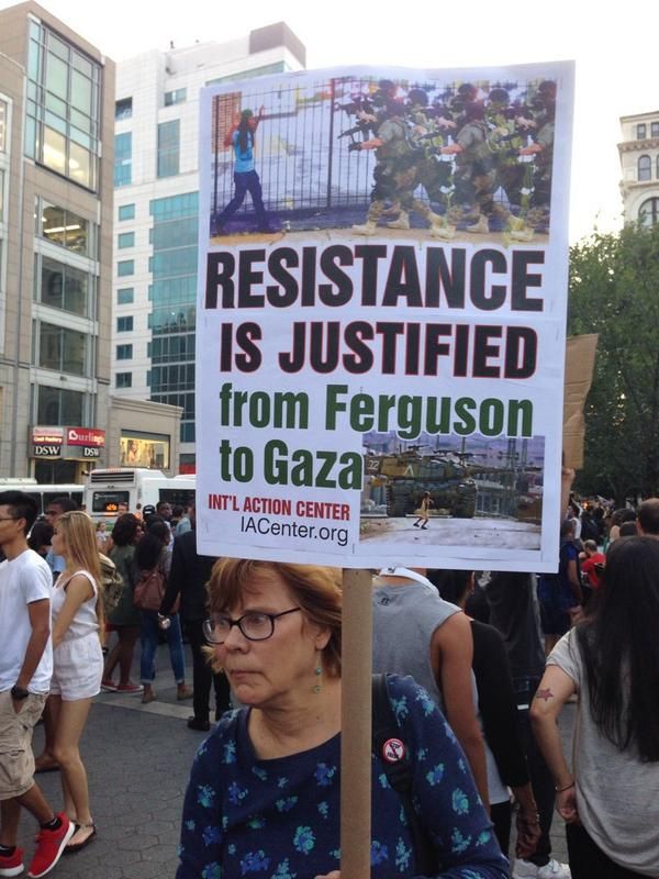 People showing solidarity for those in Ferguson and Gaza