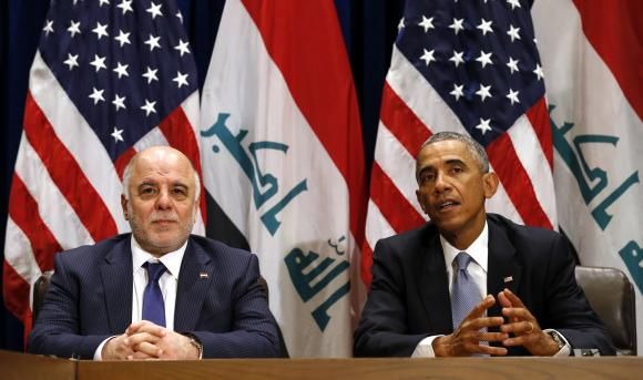 U.S. President Barack Obama meets with Iraqi Prime Minister Haider al-Abadi during the United Nations General Assembly in New York September 24, 2014.