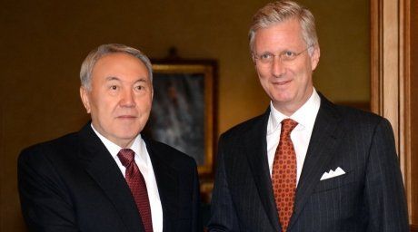 President of Kazakhstan Nursultan Nazarbayev and King Philippe of Belgium. Photo courtesy of akorda.kz  For more information see: http://en.tengrinews.kz/politics_sub/Kazakhstans-President-Nursultan-Nazarbayev-meets-Belgiums-King-Philippe-256733/ Use of the Tengrinews English materials must be accompanied by a hyperlink to en.Tengrinews.kz