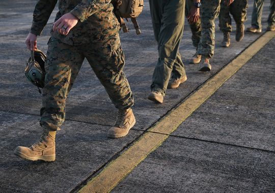 U.S. Marines arrive as part of Operation United Assistance on Oct. 9, 2014 in Monrovia, Liberia. Some 90 Marines, the largest group of U.S. military yet, arrived on KC-130 transport planes and MV-22 Ospreys to support the American effort to contain the Ebola epidemic.(Photo: Getty Images)