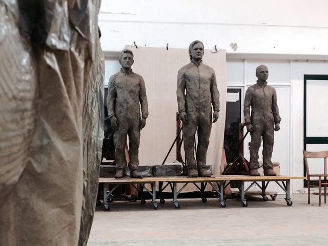 Sculptures of Assange, Snowden and Manning