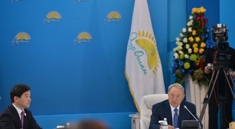Baubek and Nazarbayev at the Nur Otan party