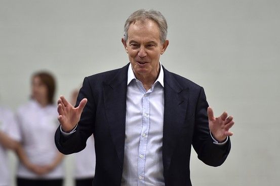 Tony Blair at a gymnastics club the the northeast of England supported by one of his foundations on Monday Nov. 24. Zuma Press