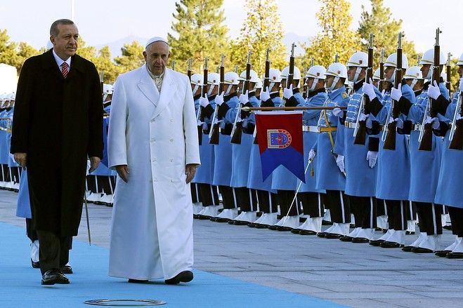 Pope Francis and Recep Tayyip Erdogan