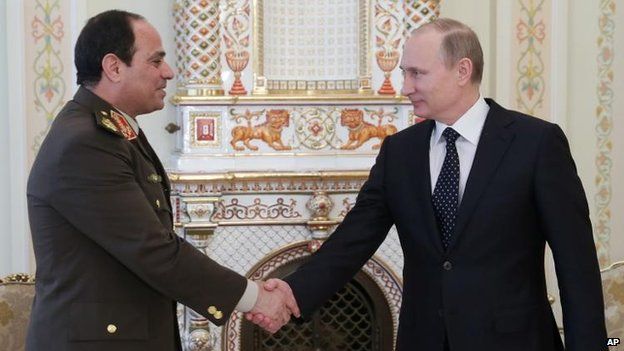 Last year Mr Sisi visited Russia to negotiate huge arms deals