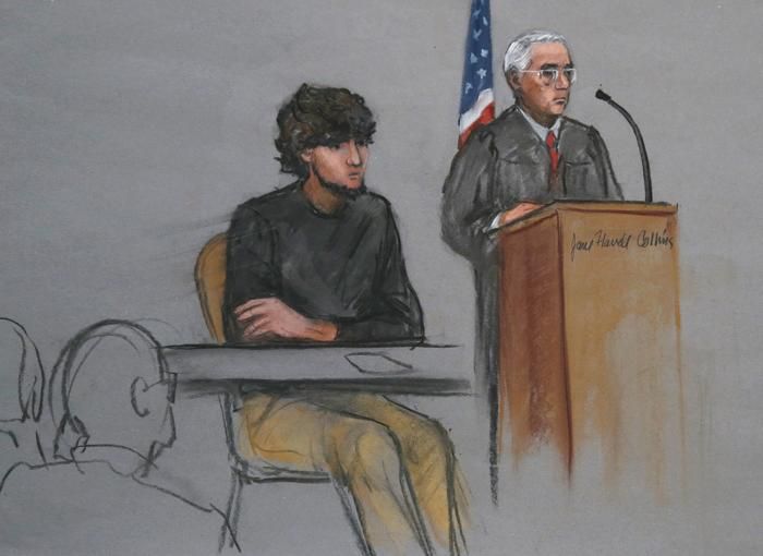 oston Marathon bombing suspect Dzhokhar Tsarnaev, left. (AP Photo