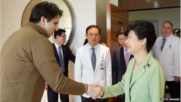South Korean President Park Guen-hye visited Mr Lippert at Severance Hospital in Seoul on Monday