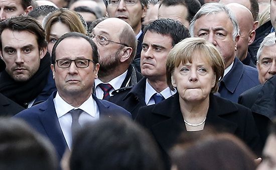 Германия канцлері Ангела Меркель мен Франция президенті Франсуа Олланд. Фото: AP