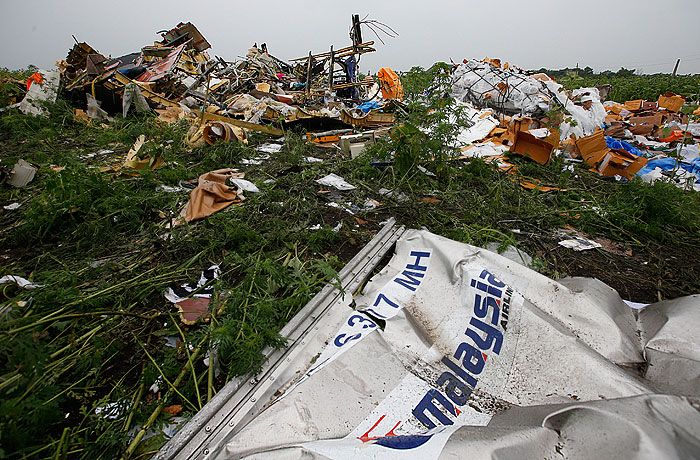 Обломки самолета авиакомпании Malaysian Airlines в Донецкой области на Украине. Фото: Reuters