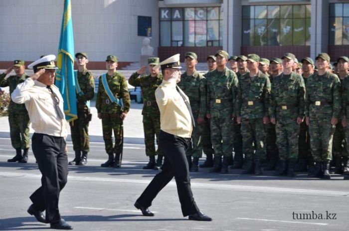 Dress rehearsal for V-Day military parade in Aktau 