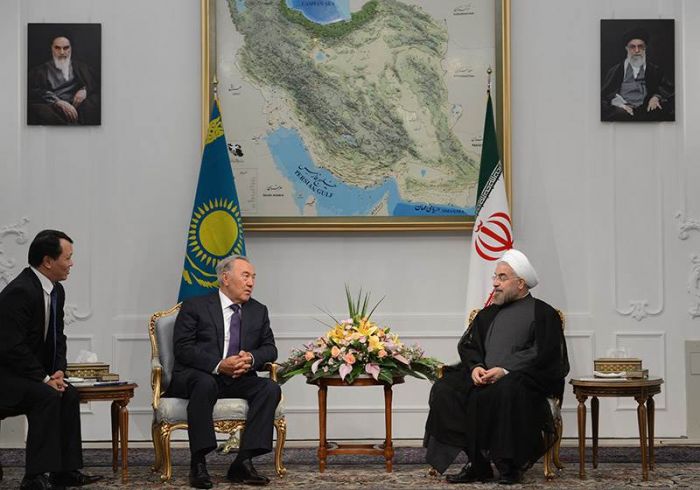 President Nursultan Nazarbayev meets Iranian president Hassan Rouhani