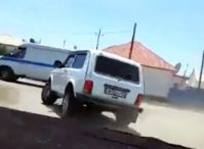 Police car chase through the streest of Atyrau