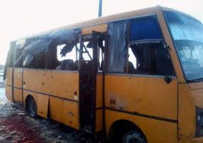 Eleven Ukraine civilians killed when rocket hits bus