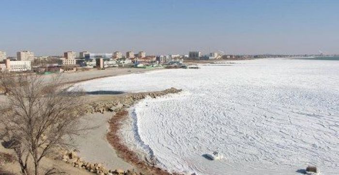 Caspian Sea frozen