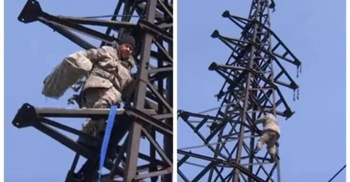 Алматыда әділдік іздеген экс-полицей мұнараға шығып, наразылық білдірді 