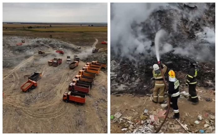 ​Жеті ауданның өрт сөндірушілері Алматы түбіндегі қоқыс полигонындағы өртпен күресіп жатыр