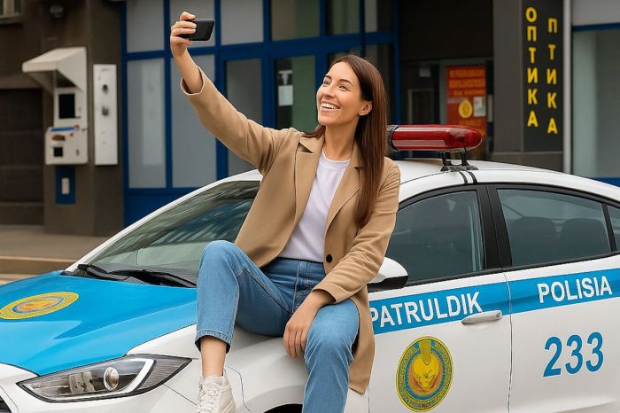 ШҚО-да полиция көлігінің капотында селфи жасағаны үшін айыппұл салынды
