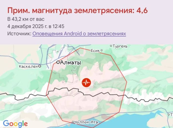 Алматыда жер сілкінісі тіркелді
