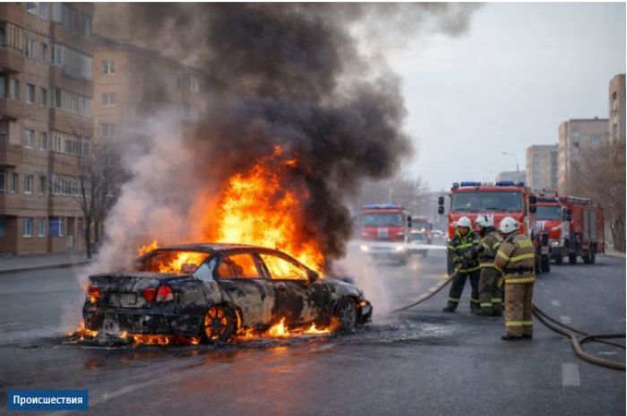 Атырауда көшеде қозғалып келе жатқан көліктен өрт шықты