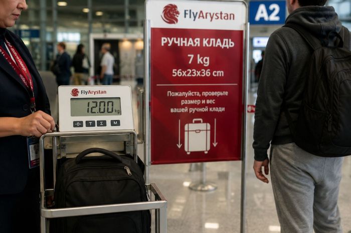 ​FlyArystan таразысы 7,1 кг орнына 12 кг көрсеткен: жолаушы қол жүгін тексеруге қатысты шағымданды