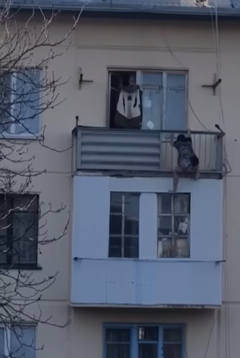 Дразнит прохожих с балкона