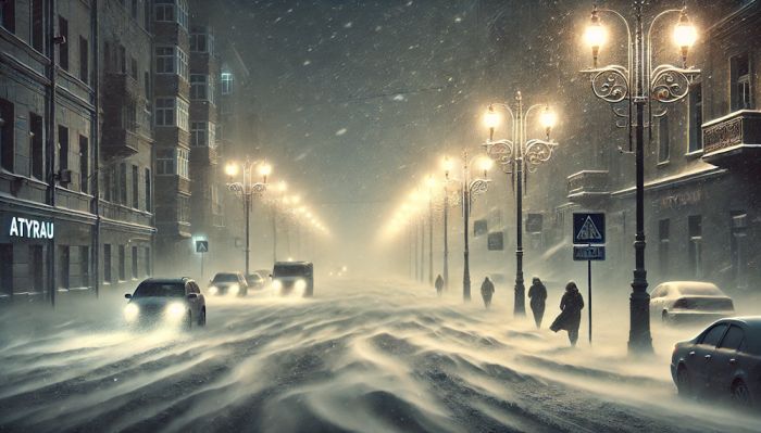Снег и низовая метель: погода в Атырау 5 марта