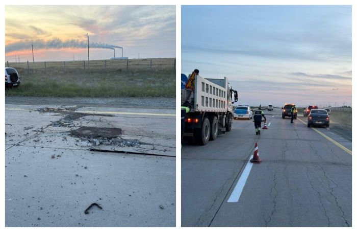 Участок платной трассы Астана - Павлодар не выдержал жары