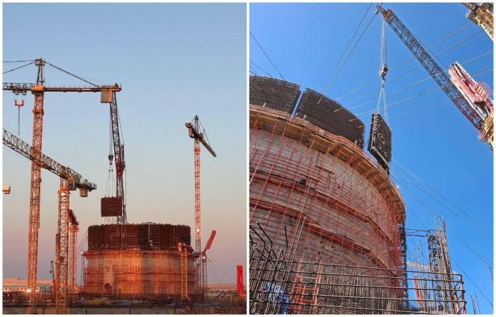 На втором энергоблоке АЭС «Эль-Дабаа» установили третий ярус внутренней защитной оболочки