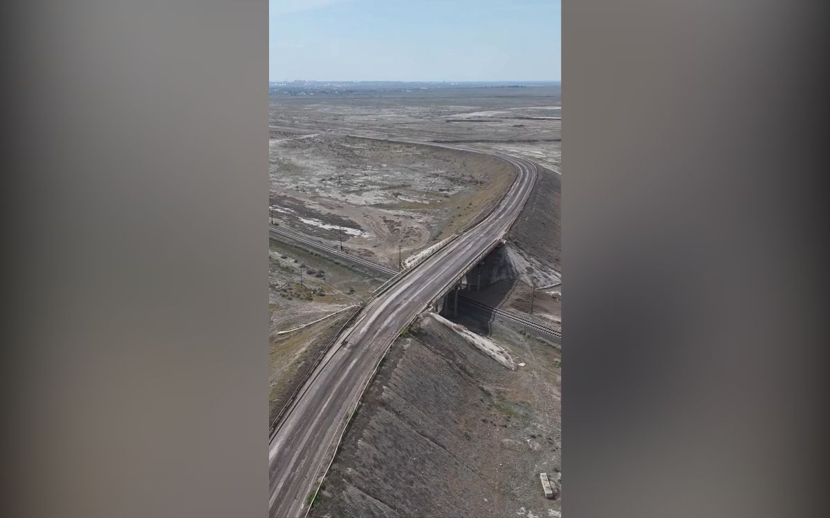 демонтируемый мост в Атырау, стоп-кадр видео