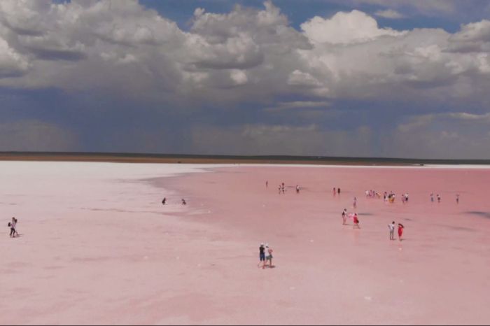 Контроль усилен: полиция охраняет розовое озеро Кобейтуз от вандалов