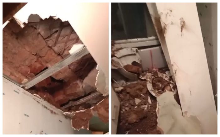 «Эвакуируйте нас»: в Атырау в аварийном доме обрушился потолок
