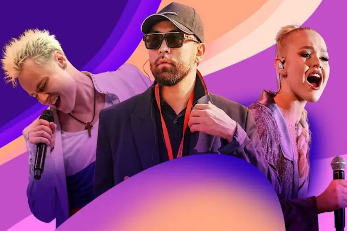 SHAMAN (Россия), Ернар Садирбаев (Казахстан) и Настя Кравченко (Беларусь)/фото ТАСС/BBC 